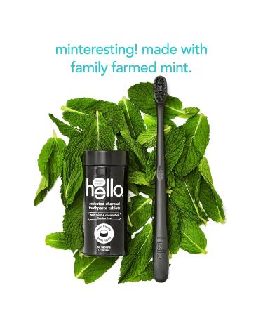 Hello Activated Charcoal Teeth Whitening Travel Toothpaste Tablets - Eco-Friendly Vegan Fluoride-Free SLS-Free Gluten-Free Fresh Mint & Coconut Oil TSA Compliant - 60 Tablets (Pack of 2 - Buy Online on GoSupps.com