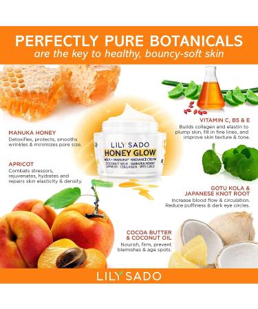 LILY SADO Milk+Manuka Honey Glow Collagen Radiance Cream 2 oz - Anti Aging Moisturizer with Manuka Honey, Apricot & Sodium Hyaluronate - Combat Fine Lines & Wrinkles - Buy Online on GoSupps.com