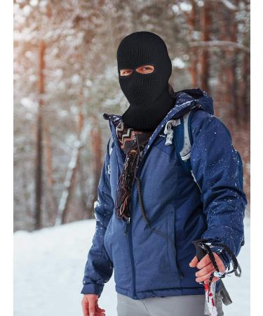 Willbond 2-Hole Knitted Full Face Ski Balaclava - Adult Winter Face Cover Set in Black & White - Buy Online on GoSupps.com