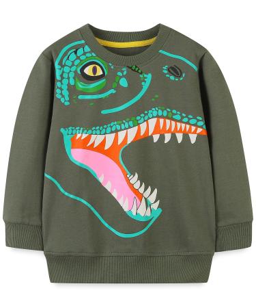 Boys Sweatshirt for Kids Dinosaur Jumper Cotton Casual Top Long Sleeve Pullover T-Shirt Toddler Girls Shirts Baby Clothes 1-8 Years 6-7 Years Dinosaur 08