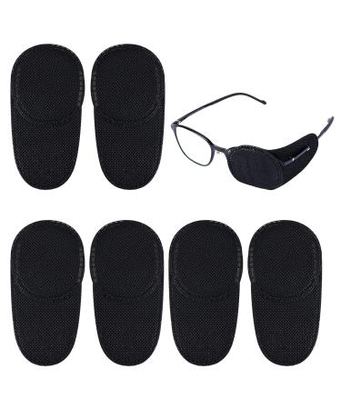 6pcs Eye Patches for Glasses, Reusable Non-Woven Fabric Eye Patch to Cover Left Right Eye Improve Vision for Kids' & Adults' Lazy Eye Amblyopia Strabismus (Black, Large Size)