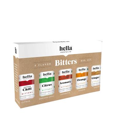 Hella Cocktail Co. 5-Pack Bitters Set - Craft Aromatic Orange Ginger Citrus Smoked Chili Bitters - 8.5 Fl Oz Total - Made with Real Fruit Peel and Whole Spices - Variety Pack 1.7 Ounce (Pack of 5) - Buy Online on GoSupps.com