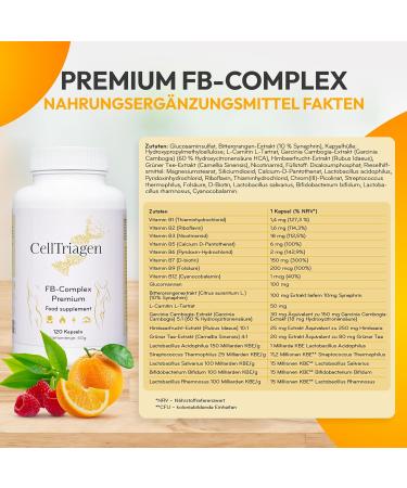 Celltria Premium FB-Complex | All-in-One Formula with Garcinia Cambogia Bitter Orange & Raspberry | 120 Capsules for Enhanced Training Support - Buy Online on GoSupps.com