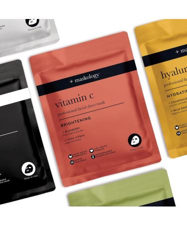 MASKOLOGY VITAMIN C Professional Sheet Mask 22 ml | Skin Hydration Vegan Mask | Face Sheet Mask | Blueberry & Yuzu Citrus | Tissue Mask with Vitamin C | - Buy Online on GoSupps.com