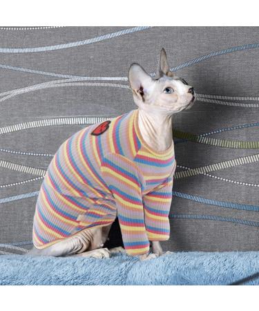 Pumyporeity T-Shirt for Sphynx Cats - Soft Breathable Pajama Tank Top Vest - Stretch Fit for Small/Medium/Large Hairless Cats (XXL Purple Stripes) - International Shipping Available - Buy Online on GoSupps.com