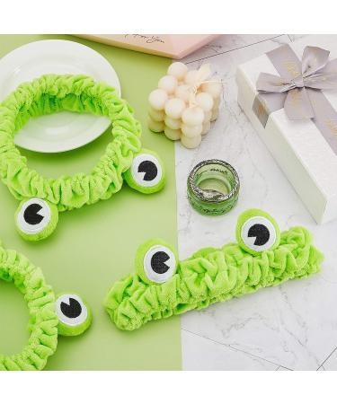 Cute Frog Headband Set for Girls and Women - 3 Pieces Funny Green Headbands for Face Washing, Shower, Spa, Yoga - Elastic Turban Hair Wrap - Buy Online on GoSupps.com