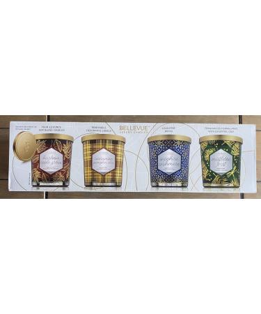 Bellevue Luxury Candles 4 Soy Blend Candles 12 oz Each Removable Labels Lead-Free Wicks Fragrances with Essential Oils