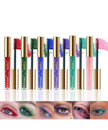 CHSEEO Color mascara 6 colors colorful mascara green blue and purple mascara 3D Fiber Lash Volume Eye Lash long shelf life dirtrepellent and washable curly and lengthened for the eyes 66 to 6 pieces