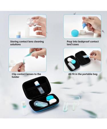 Portable Contact Lens Travel Bag | Case & Tweezers | Solution Bottle | Daily Outdoor Use | Multicolor - Blue - Buy Online on GoSupps.com