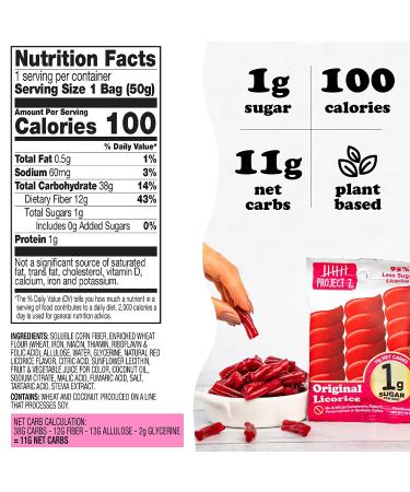 Project 7 Low Sugar Red Licorice Candy  Keto Friendly & Vegan Candy with 1g Sugar & 11g Net Carbs  Low Calorie Snacks for Kids and Adults  Vegan Gummy Candy with no Sugar Alcohols  (8 Pack) - Buy Online on GoSupps.com