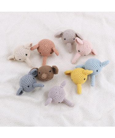 Eco-Friendly Mini Knitted Elephant Pacifier Chain - Soft Cotton PVC-Free Baby Clip & DIY Crochet Beads Decoration for Newborns - Buy Online on GoSupps.com