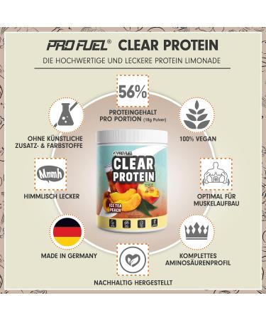 Clear Protein Vegan 360g - Delicious Peach Iced Tea | High-Quality Pea Protein - 56% Protein | Refreshing Vegan Clear Whey Protein Drink - Buy Online on GoSupps.com