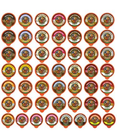 Crazy Cups Flavored Decaf Coffee Pods, Variety Flavored Coffee, (Including: Caramel Coconut, & More) Hot or Iced Coffee, Single Serve Coffee for Keurig K Cups Machines, Decaf Variety Pack, 50 Count