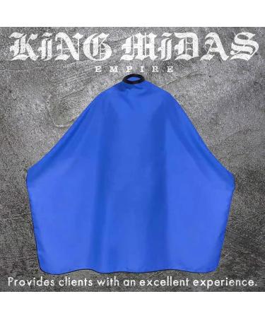 King Midas Empire Professional Salon Cape - Waterproof Anti-Static & Stain Resistant - Snap Closure - Blue - Buy Online on GoSupps.com