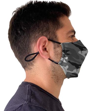 FACE MASK ADJUSTABLE REUSABLE DOUBLE LAYER WITH FILTER POCKET (GREY CAMO) - Buy Online on GoSupps.com