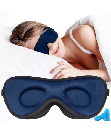 Boniesun 2022 Luxury Slim Eye Mask for Sleeping Blackout Sleep Mask for Women Men Night Sleeping Mask for Side Sleepers-Navy Blue
