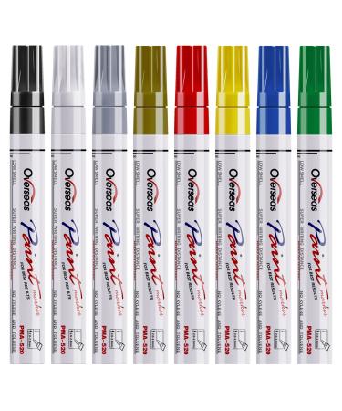 Paint Marker Pens - 8 Colors Oil Based Paint Markers  Permanent  Waterproof  Quick Dry  Medium Tip  Assorted Color Paint Pen for Metal  Wood  Fabric  Plastic  Rock Painting  Stone  Mugs  Canvas  Glass  Art Craft