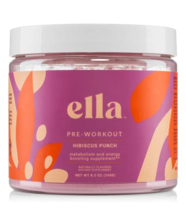 Naked Ella Pre Workout Powder Hibiscus Punch Amino Energy with Vegan BCAA Amino Acids Natural Caffeine Preworkout Boost for Men & Women 30 Servings