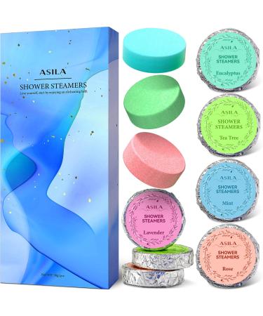 ASILA Shower Steamers Aromatherapy Gifts Set 10PCS Self Care Shower Bombs with Essential Oil Fragrant & Long-Lasting Birthday Gifts for Women Who Have Everything Lavender/Tea Tree/Eucalyptus/Mint/Rose 1 Count (Pack of 10)