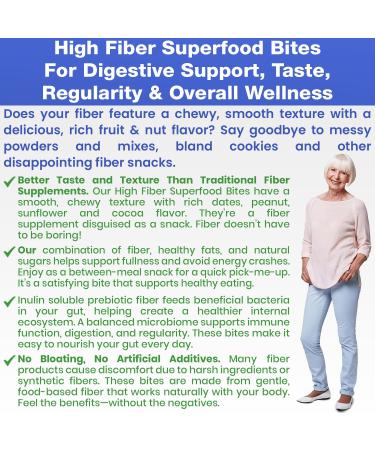 High Fiber Superfood Bites 5g Clean Fiber Snacks for Adults Peanut Cocoa Date Flavor High Fiber Foods No Added Sugar Vegan Fiber Snack Supports Digestion Regularity Gut Health Snack 30 Count - Buy Online on GoSupps.com