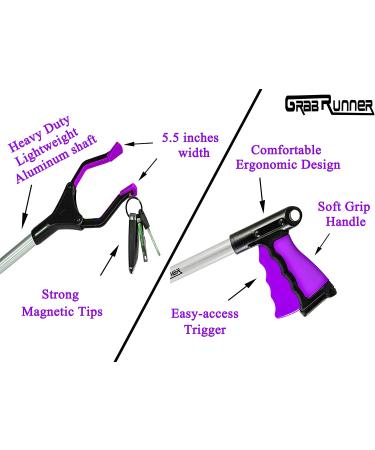 32" GrabRunner Folding Reacher Grabber Tool with Magnet(Purple) - Buy Online on GoSupps.com