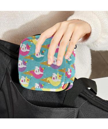 Stylish Menstrual Pad Bag with Zipper - Unicorns & Ice Cream - Tampons Pouch for Women & Girls - Buy Online on GoSupps.com