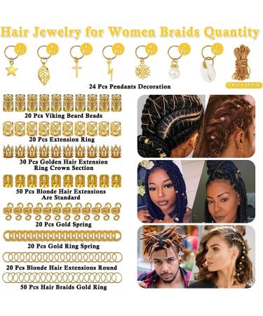 Lucomb 259 Pcs Hair Jewelry for Braids and Locs - Metal Gold Rings, Cuffs, and Clips for Women - Dreadlock Accessories and Decorations - Buy Online on GoSupps.com