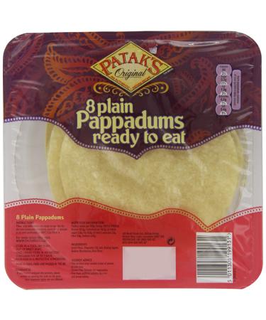 Patak's Original 8 Plain Ready-to-Eat Pappadums 60g (pack of 8)