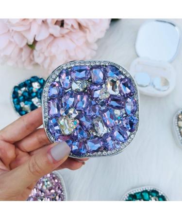 Contact Lens Case Portable Contact Lens Box Kit with Make Up Mirror Women Companion Box Travel Kit Box Shining Diamond F