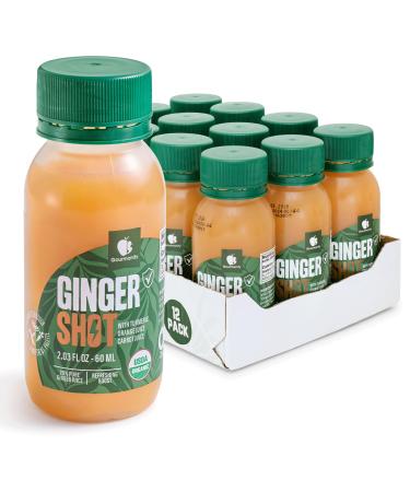 Gourmanity Organic Peruvian Ginger Shots with Turmeric Orange and Carrot Juice for Added Wellness Easy Grab & Go Ginger Shots Bottles No Additives or Fillers (12 x 2.03oz/60 ml)