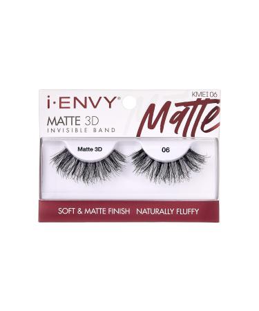 i-Envy False Eyelashes Matte 3D Collection  Invisible Band  Soft & Matte Finish 1 Pair (Pack of 1) KMEI6