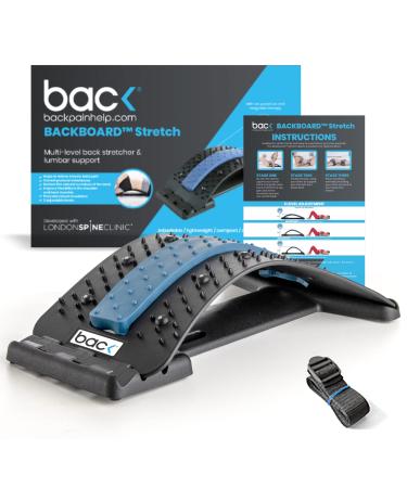BACK Backboard Stretch Multi-Level Spine Stretcher for Relaxation Posture Corrector Decompression and Pain Relief for Neck Back Shoulders and Sciatica Black blue