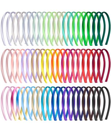 Duufin 60 Pieces Satin Headbands for Girls Headbands 1cm Satin Covered Plain Headband Colorful DIY Headband, 30 Colors - Buy Online on GoSupps.com