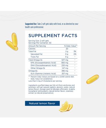 Nordic Naturals Omega-3 + Borage Oil Softgels - 60 Count | Essential Beauty Supplement - Buy Online on GoSupps.com