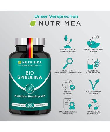 Buy Certified Organic Spirulina Tablets | 200 Pieces - 500mg High Dose Vegan Lab Tested No Additives - Buy Online on GoSupps.com