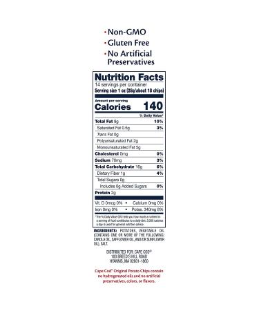 Original Cape Cod Kettle Cooked Potato Chips - 14oz Party Size Bag (Pack of 1) - Buy Online on GoSupps.com