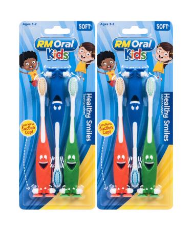 RM Oral Kids Healthy Smiles Suction Cup Soft Toothbrushes 3 Count Twin Pack