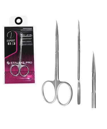 STALEKS PRO Expert 51 Type 3 Professional Cuticle Scissors with Hook - Innovation - Pack of 1 - Model SE-51/3