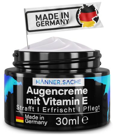 Men's male eye cream against dark circles tear bags and wrinkles.Anti aging with organic aloe vera hyaluronic acid vitamin E taurine.Made in Germany