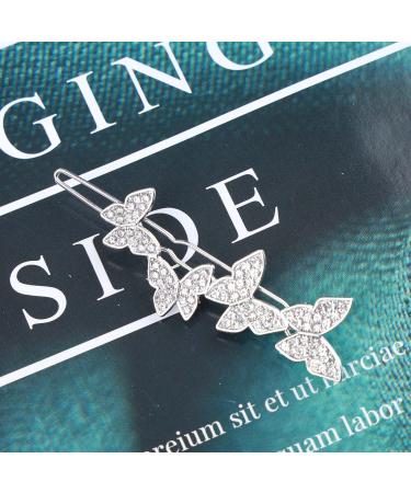 Aneneiceera Crystal Butterfly Hair Clip Silver Hair Barrette One word Clip Rhinestones Hair Pin Headpieces Decorative Hair Pins Headwear Bride Hair Accessories for Women and Girls (Silver) - Buy Online on GoSupps.com