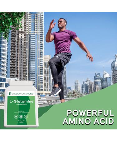 L-Glutamine Capsules 500mg - Muscle Strength & Recovery Amino Acid Supplement for Gut Health - Sugar & Alcohol Craving Relief - 90 Count - Buy Online on GoSupps.com
