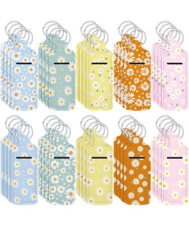 Ctosree 40 Pcs Colorful Daisy Theme Lipstick Holder Keychain Bulk with Portable Clip on Lip Gloss Sleeve Pouch Lipstick Holder Keychain Daisy Pocket Lip Balm Holder 10 Pattern
