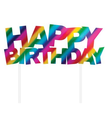 Creative Converting PC331795 Metallic Foil Rainbow Birthday Cake Topper-1 Pc Paper Multi-Colored