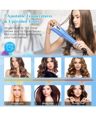 Auto Hair Curler with Large Rotating Barrel, 4 Temps, 3 Timer Settings - Blue - Buy Online on GoSupps.com