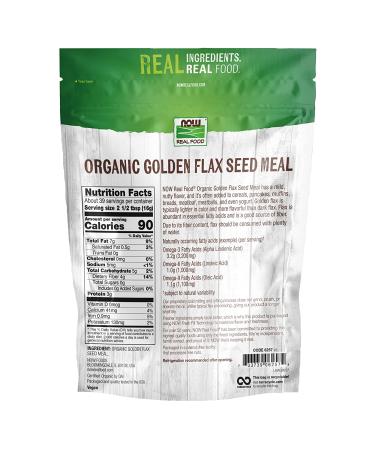 NOW Foods Organic Golden Flax Seed Meal - 22-Ounce Pack - Non-GMO, Cold-Processed Source of Essential Fatty Acids and Fiber - Buy Online on GoSupps.com