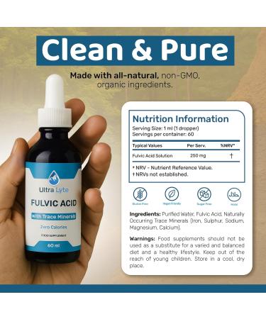  Ultra Lyte Ultra Lyte Fulvic Acid 250 mg Fulvic Acid Food Supplement Concentrated Fulvic Minerals Non-GMO and Gluten-Free Liquid Food Supplement for Digestive Support - Buy Online on GoSupps.com