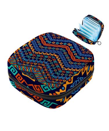 Menstruation pad bag with zipper women's napkin bag tampons collection bags for women and girls (South American Indian pattern)