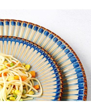 Dinner Plates Personalized Embossed Kitchen Dinnerware Set Durable Ceramic Dinner Plate Sets Creative Round Plates and Bowls Set for Steak Salad Plates Kitchenware - Buy Online on GoSupps.com