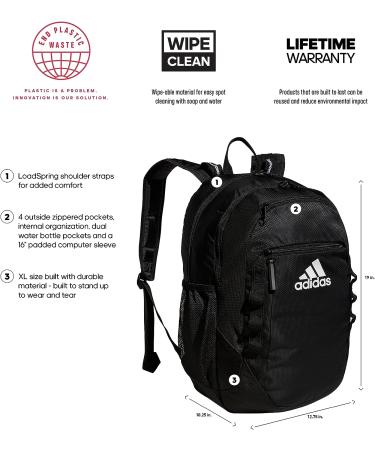 adidas Excel 6 Backpack - Black/White - One Size - Buy Online on GoSupps.com