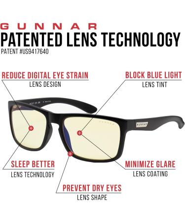 Gunnar Intercept Gaming Glasses - Onyx Frame Amber Lenses - 65% Blue Light & 100% UV Protection - Strength +2.0 - Premium Blue Light Reduction for Enhanced Comfort - Buy Online on GoSupps.com